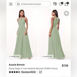 Azazie Bonnie Dusty Sage Chiffon Halter Maxi Dress